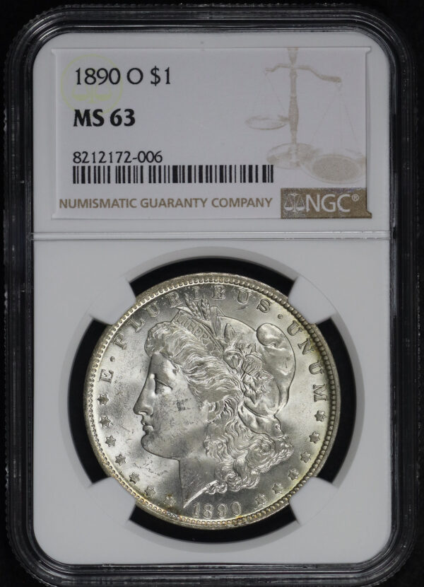 Obverse of this 1890-O Morgan Dollar NGC MS-63