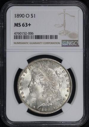 Obverse of this 1890-O Morgan Dollar NGC MS-63+