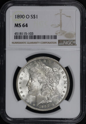 Obverse of this 1890-O Morgan Dollar NGC MS-64