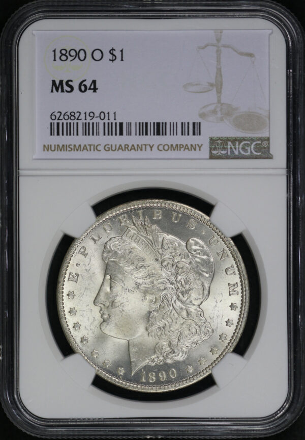 Obverse of this 1890-O Morgan Dollar NGC MS-64