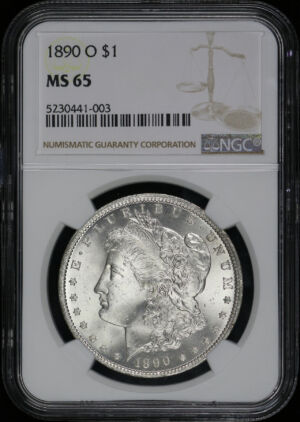 Obverse of this 1890-O Morgan Dollar NGC MS-65