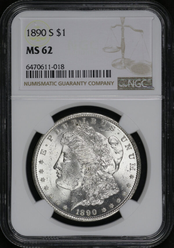 Obverse of this 1890-S Morgan Dollar NGC MS-62