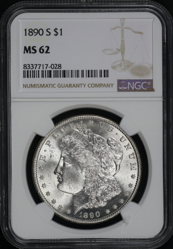 Obverse of this 1890-S Morgan Dollar NGC MS-62