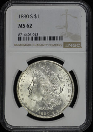 Obverse of this 1890-S Morgan Dollar NGC MS-62