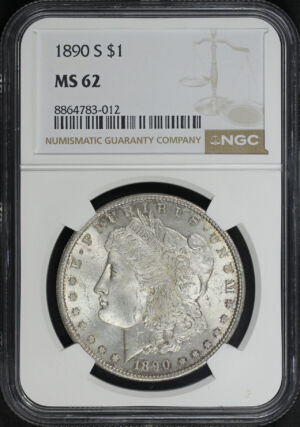 Obverse of this 1890-S Morgan Dollar NGC MS-62