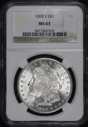 Obverse of this 1890-S Morgan Dollar NGC MS-63