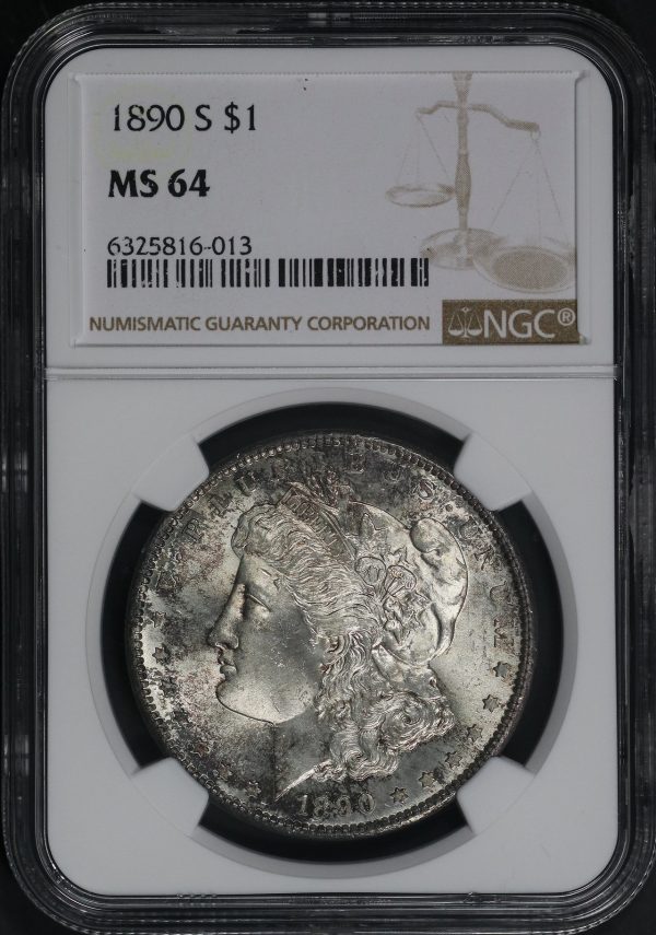 Obverse of this 1890-S Morgan Dollar NGC MS-64