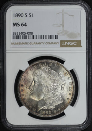 Obverse of this 1890-S Morgan Dollar NGC MS-64
