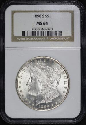 Obverse of this 1890-S Morgan Dollar NGC MS-64