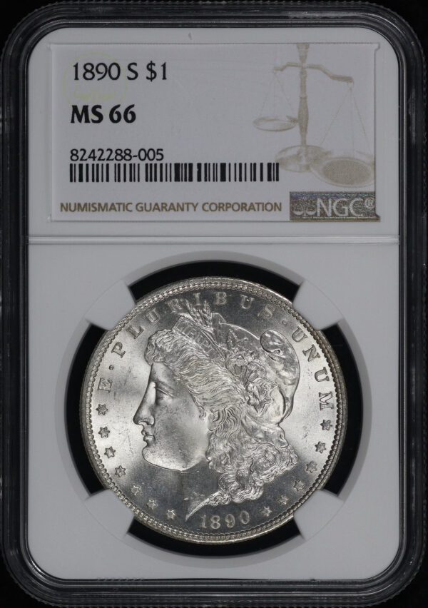 Obverse of this 1890-S Morgan Dollar NGC MS-66