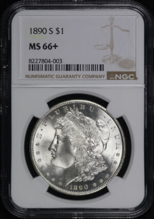 Obverse of this 1890-S Morgan Dollar NGC MS-66+