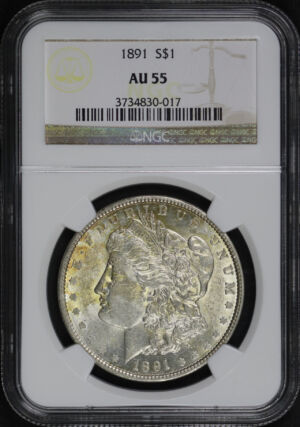 Obverse of this 1891 Morgan Dollar NGC AU-55