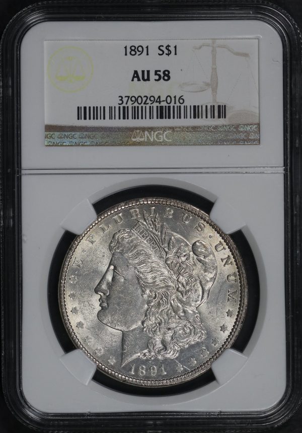 Obverse of this 1891 Morgan Dollar NGC AU-58