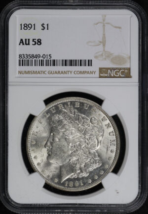 Obverse of this 1891 Morgan Dollar NGC AU-58