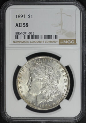 Obverse of this 1891 Morgan Dollar NGC AU-58