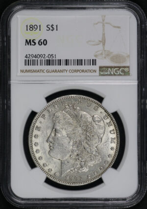 Obverse of this 1891 Morgan Dollar NGC MS-60