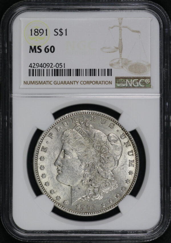 Obverse of this 1891 Morgan Dollar NGC MS-60