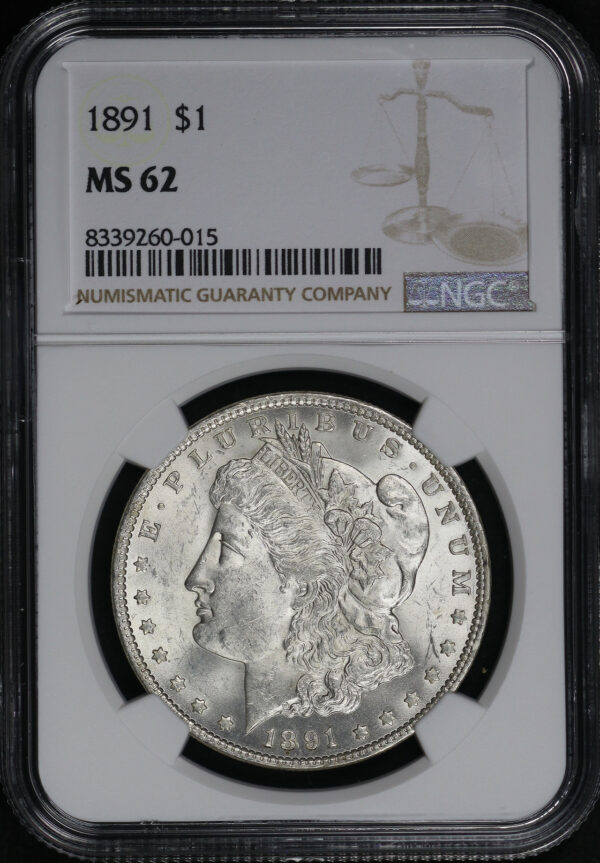 Obverse of this 1891 Morgan Dollar NGC MS-62