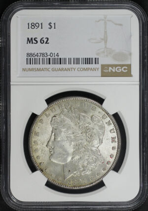 Obverse of this 1891 Morgan Dollar NGC MS-62