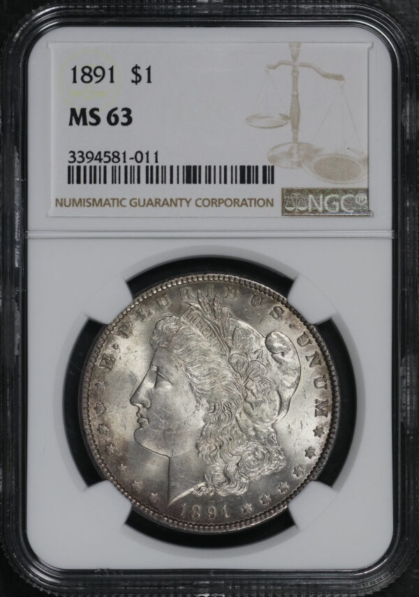 Obverse of this 1891 Morgan Dollar NGC MS-63