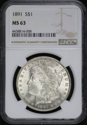 Obverse of this 1891 Morgan Dollar NGC MS-63