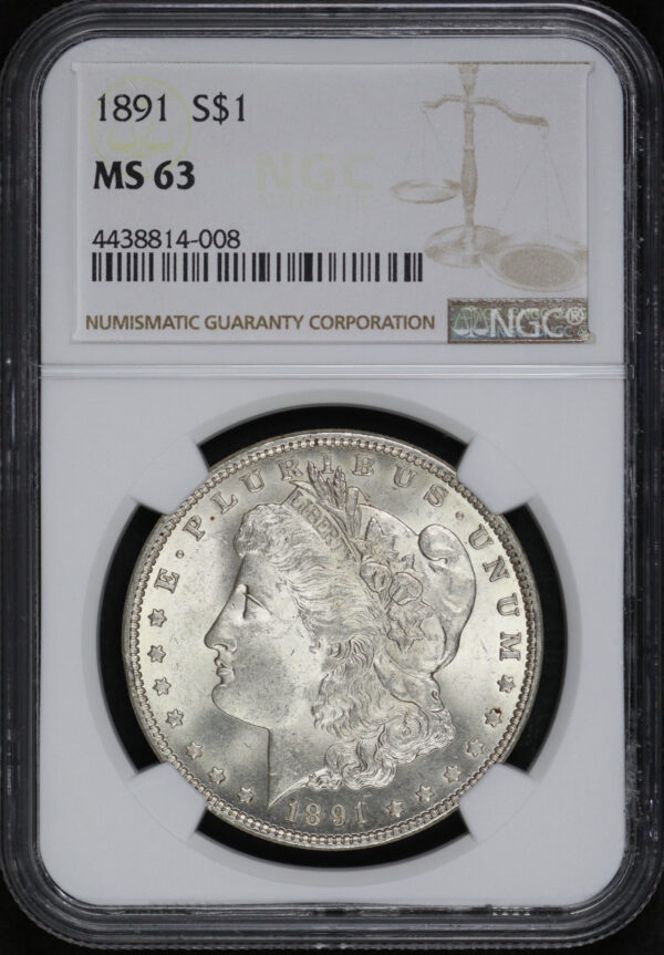 Obverse of this 1891 Morgan Dollar NGC MS-63