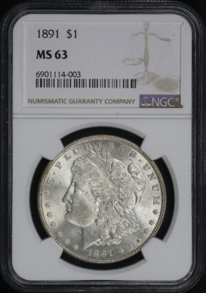 Obverse of this 1891 Morgan Dollar NGC MS-63