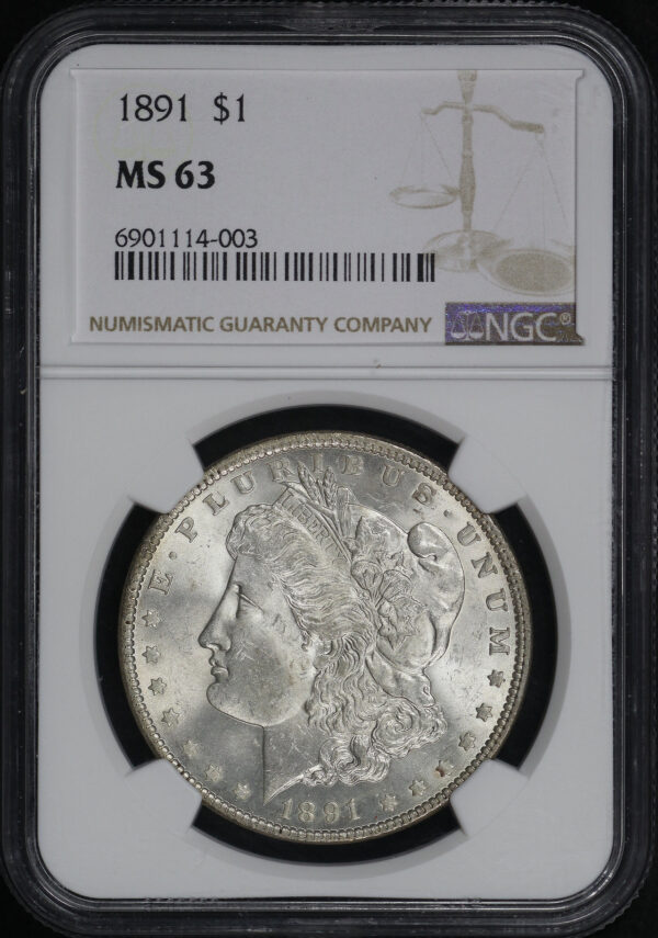 Obverse of this 1891 Morgan Dollar NGC MS-63