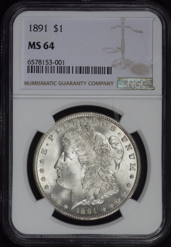 Obverse of this 1891 Morgan Dollar NGC MS-64