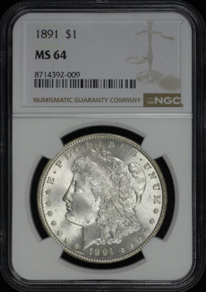 Obverse of this 1891 Morgan Dollar NGC MS-64