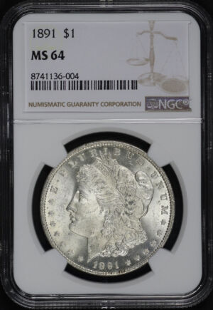 Obverse of this 1891 Morgan Dollar NGC MS-64