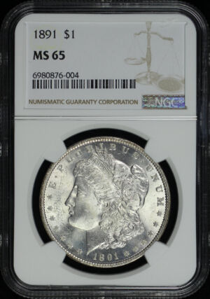 Obverse of this 1891 Morgan Dollar NGC MS-65