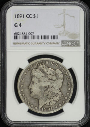 Obverse of this 1891-CC Morgan Dollar NGC G-4