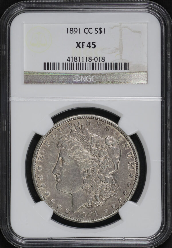 Obverse of this 1891-CC Morgan Dollar NGC XF-45