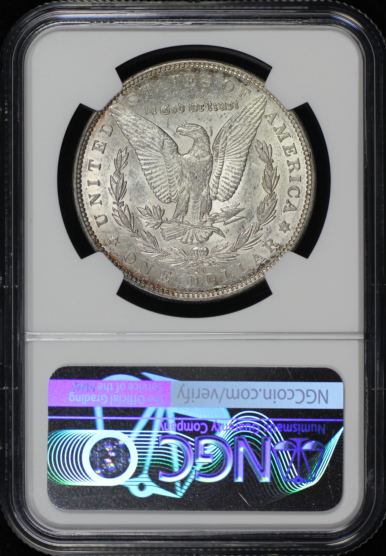 Reverse of this 1891-CC Morgan Dollar NGC AU-55
