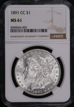 Obverse of this 1891-CC Morgan Dollar NGC MS-61