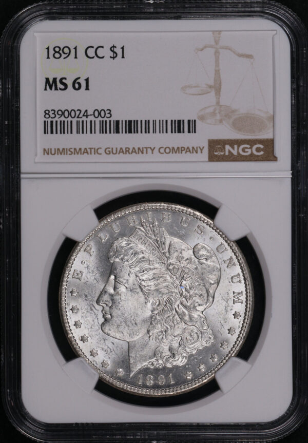 Obverse of this 1891-CC Morgan Dollar NGC MS-61