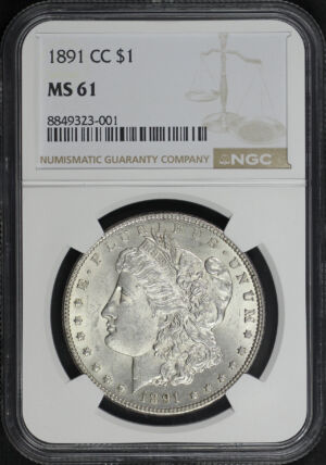 Obverse of this 1891-CC Morgan Dollar NGC MS-61