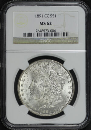 Obverse of this 1891-CC Morgan Dollar NGC MS-62