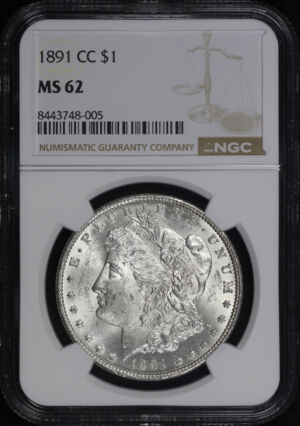 Obverse of this 1891-CC Morgan Dollar NGC MS-62