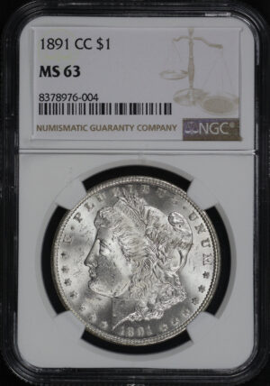 Obverse of this 1891-CC Morgan Dollar NGC MS-63