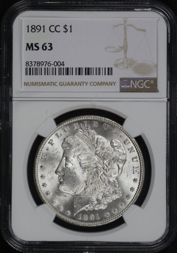 Obverse of this 1891-CC Morgan Dollar NGC MS-63