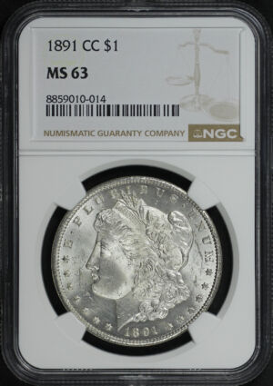 Obverse of this 1891-CC Morgan Dollar NGC MS-63