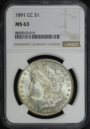Obverse of this 1891-CC Morgan Dollar NGC MS-63