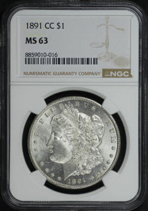 Obverse of this 1891-CC Morgan Dollar NGC MS-63