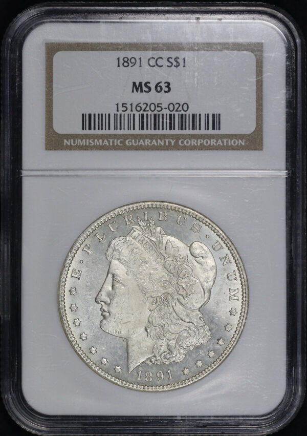 Obverse of this 1891-CC Morgan Dollar NGC MS-63