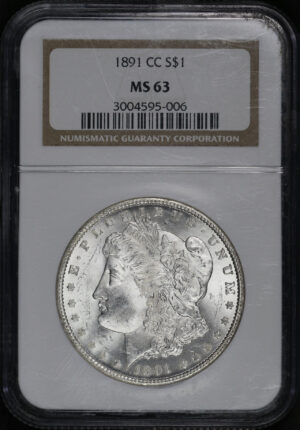 Obverse of this 1891-CC Morgan Dollar NGC MS-63