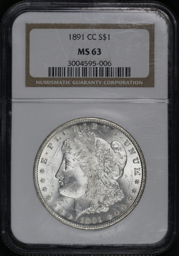 Obverse of this 1891-CC Morgan Dollar NGC MS-63