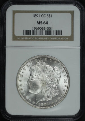 Obverse of this 1891-CC Morgan Dollar NGC MS-64