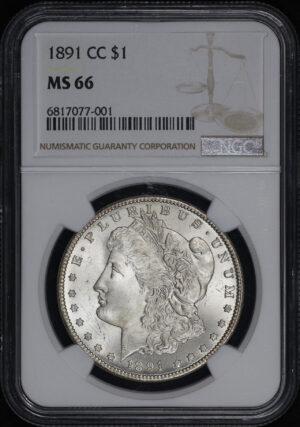 Obverse of this 1891-CC Morgan Dollar NGC MS-66